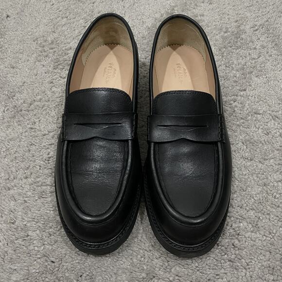 STUNNING Velasca Milano Penny Loafers Black Leather 40 (US 7) Crepe Sole